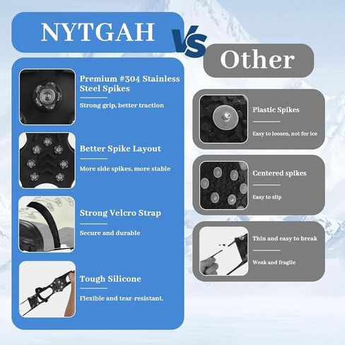 Ice Cleats for Shoes and Boots, Silicone Stainless Steel Snow Spikes for Shoes, Crampons Spikes for Ice Fishing Gear, Winter Climbing & Hiking Supplies in Saudi Arabia