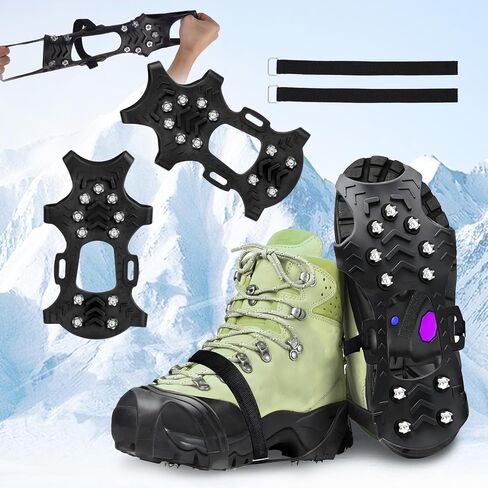 Ice Cleats for Shoes and Boots, Silicone Stainless Steel Snow Spikes for Shoes, Crampons Spikes for Ice Fishing Gear, Winter Climbing & Hiking Supplies in Saudi Arabia