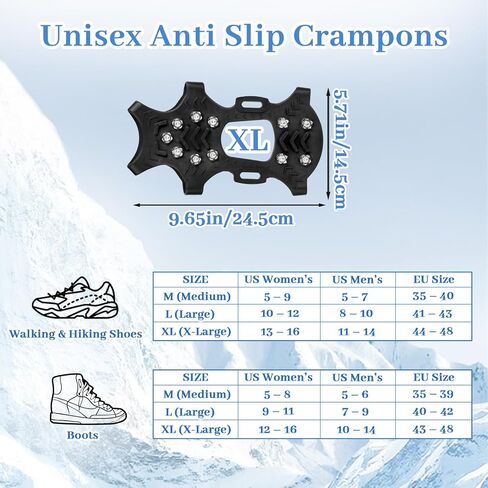 Ice Cleats for Shoes and Boots, Silicone Stainless Steel Snow Spikes for Shoes, Crampons Spikes for Ice Fishing Gear, Winter Climbing & Hiking Supplies in Saudi Arabia