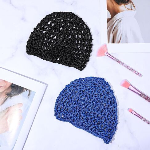 قبعات ناعمة من الكروشيه الكروشيه شبكات الشعر الكروشيه بشبكة 2pcs رايون رايون متماسكة قبعة snood سميكة نساء قصير الشعر snoods تغطية الزخرفة غطاء للنساء الشعر الطويل قصيرة تغطية الرأس تغطية الرأس in Saudi Arabia