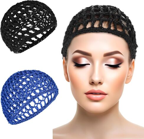 قبعات ناعمة من الكروشيه الكروشيه شبكات الشعر الكروشيه بشبكة 2pcs رايون رايون متماسكة قبعة snood سميكة نساء قصير الشعر snoods تغطية الزخرفة غطاء للنساء الشعر الطويل قصيرة تغطية الرأس تغطية الرأس in Saudi Arabia