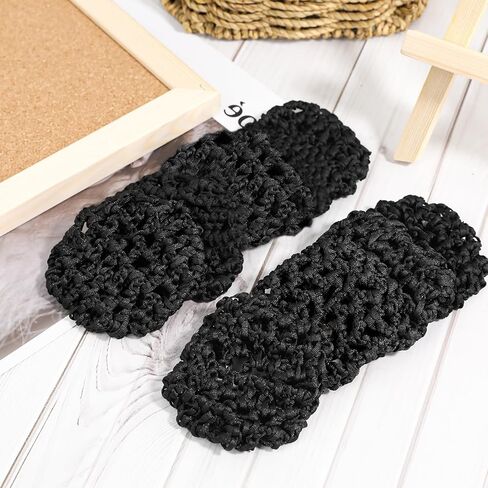 8 Pieces Ballet Hair Bun Covers, Handmade Crochet Hair Net, Invisible Knit Thicker Hairnets Hairs Donut Bun Holder for Ballet, Black Elastic Reusable Mesh Hairnet Covers for Women, Dance, Food Service in Kuwait