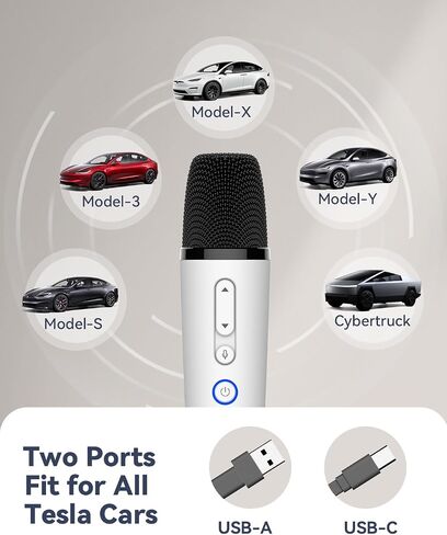 LvDonic Karaoke Microphone for Tesla Model Y/3/S/X, Car Karaoke Microphone with USB A Receiver for Tesla, Wireless Singing Mic with USB C Dongle for Cars, 2 Mics in Saudi Arabia