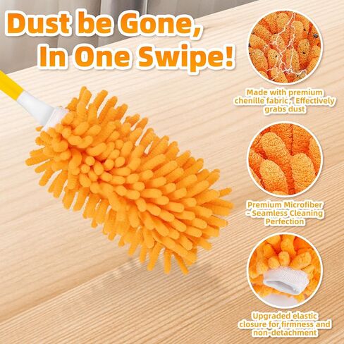 4 عبوات Duster Duster قابلة لإعادة الاستخدام لـ Swiffer ، تعبئة Dusters Microfiber 360 المتوافقة مع Duster Hand Swiffer (تضمين 1 مقبض ومغسلة حقيبة) in Kuwait