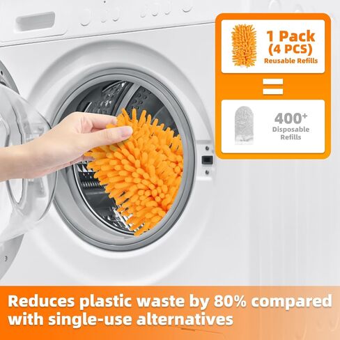 4 عبوات Duster Duster قابلة لإعادة الاستخدام لـ Swiffer ، تعبئة Dusters Microfiber 360 المتوافقة مع Duster Hand Swiffer (تضمين 1 مقبض ومغسلة حقيبة) in Kuwait