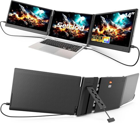 امتداد شاشة الكمبيوتر المحمول 0.17 "Ultra-Shin ، 14.2" FHD 1080p IPS جهاز محمول لجهاز الكمبيوتر المحمول ، موسع شاشة السفر المزدوج مناسبة لـ 13 "-17.3" توصيل وتشغيل in Kuwait