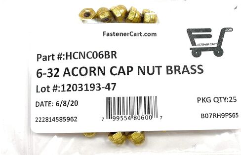 6-32 Acorn Cap Nuts Solid Brass (25 Pieces) in Saudi Arabia
