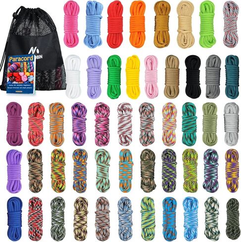 Monobin 100 PC Paracord Combo Kit مع حبات Paracord ، مشابك ملونة ، حلقات لصنع أساور سلك المظلة ، حبل ، معلقات حقيبة (A ، 100pc) in Kuwait