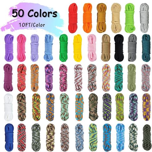 Monobin 100 PC Paracord Combo Kit مع حبات Paracord ، مشابك ملونة ، حلقات لصنع أساور سلك المظلة ، حبل ، معلقات حقيبة (A ، 100pc) in Kuwait