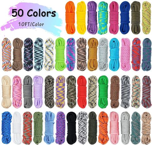 Monobin 100 PC Paracord Combo Kit مع حبات Paracord ، مشابك ملونة ، حلقات لصنع أساور سلك المظلة ، حبل ، معلقات حقيبة (A ، 100pc) in Kuwait