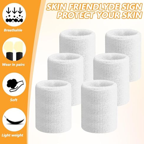 6 PCS Sports Wristbands ، Tennis Sweatbands Usporbentibent Guynastics Band Band Flastic Athletic Lrist Bands Breathable 3 بوصة معصم لكرة السلة التي تعمل على العمل in Kuwait
