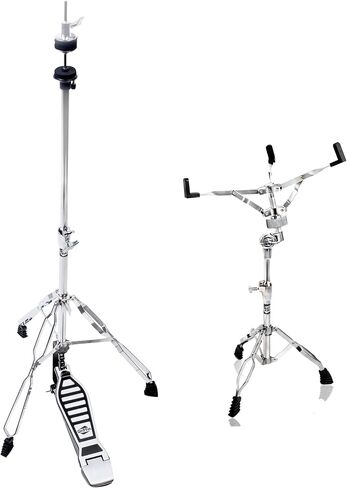 GRIFFIN 2 Pack Drum Hardware Set (ChromeElite Edition) – Hi-Hat Stand with Pull Chain Pedal & Snare Stand – for Mounting Snares, Toms & Practice Pads in Saudi Arabia