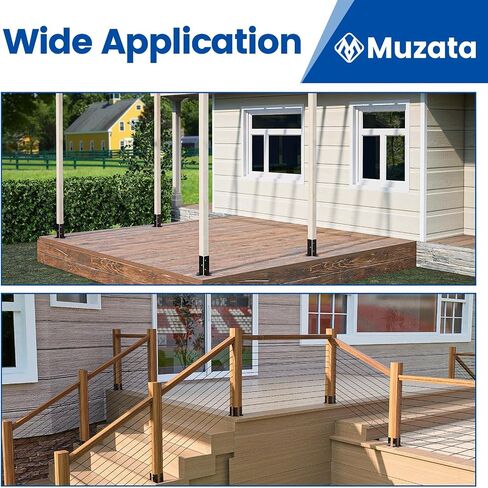 Muzata 4Pack قابلة للتعديل بعد قوسين قاعدة تناسب 1.5x1.5 2x2 2x4 4x4 سور الخشب الشاقية العريشة نصف عمود الأسود in Saudi Arabia