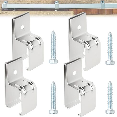 BiJun Heavy Duty Box Rail Hanger Bracket Barn Door Hardware,Rail Mount Bracket for Exterior Barn Door,Included Bolts (Silver 4 Pack) in Saudi Arabia