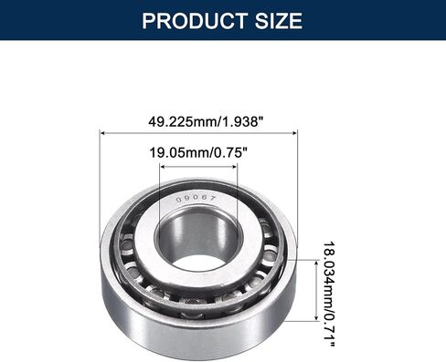 2 Pack 09067/195 Tapered Roller Bearing Cone and Cup Set, 0.75" Bore 1.938" OD 0.71" Cup Width, Chrome Steel Taper Bearings Set, ABEC-3 in Saudi Arabia