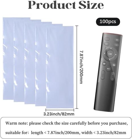 GORGECRAFT 100Pcs Clear Shrink Wrap Bags 7.9 x 3.2 Inch Plastic Remote Control Cover Protector Waterproof Dustproof Rectangle Film Heat Seal Bag for Packagaing Remote Control DIY Craft Projects in Saudi Arabia