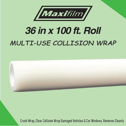 Maxifilm Multi-Use تصادم تصادم غلاف بلاستيكي 36 بوصة × 100 قدم ، غلاف تقلص قوي واضح للتنقل ، والمركبات التالفة ونوافذ السيارات ، يرفع بشكل آمن ، يزيل بشكل نظيف in Saudi Arabia