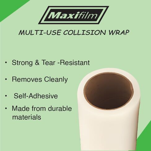 Maxifilm Multi-Use تصادم تصادم غلاف بلاستيكي 36 بوصة × 100 قدم ، غلاف تقلص قوي واضح للتنقل ، والمركبات التالفة ونوافذ السيارات ، يرفع بشكل آمن ، يزيل بشكل نظيف in Saudi Arabia
