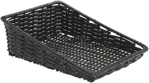 Hubert Wicker تبدو سلة تخزين مدبب ، أسود مستطيل- 11 1/2 "L x 16" D X 1 1/2 "إلى 5" H in Saudi Arabia
