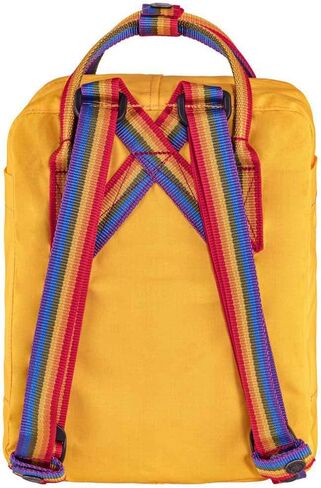 حقيبة ظهر Fjällräven Kånken Rainbow Mini للرجال والنساء - قماش متين مع أشرطة كتف قابلة للتعديل، وحقيبة ظهر خفيفة الوزن بنمط البلوط الفاتح/قوس قزح مقاس واحد مقاس واحد in Kuwait