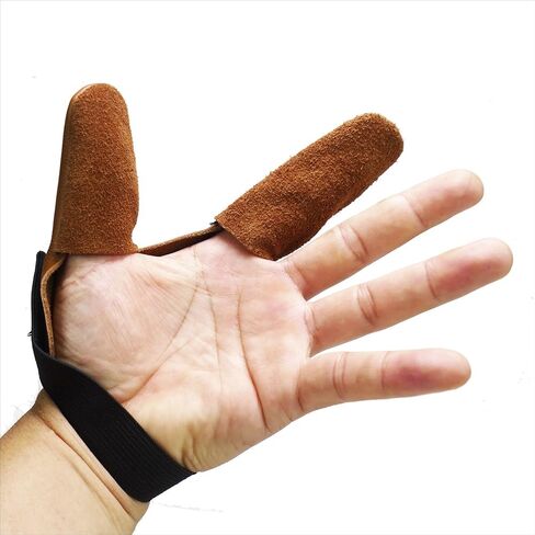 Head Layer Cowhide Double Finger Set, Anti Slip Fishing Gloves, Professional Finger Glove Protector, Neutral Elastic Band Outdoor Fishing Gloves 3-Piece Set in Saudi Arabia