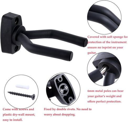 شماعات الجيتار HOOK HOOK MOUNT DISPLAY ACOUSTIC Guitar Stand Stankele Bass Mandolin Banjo Wall Hounds Black (1 ، 4+10) in Saudi Arabia