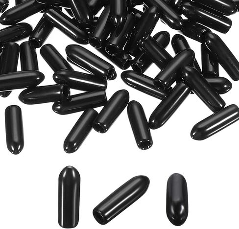 uxcell 100pcs Pegboard Hooks Protector Rubber End Caps, Peg Board Hook Flexible Prongs End Tips Caps Rack Cover for Pegboard Dishwasher Hook, Black(15mm Long 3mm Inner Dia) in Kuwait