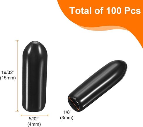 uxcell 100pcs Pegboard Hooks Protector Rubber End Caps, Peg Board Hook Flexible Prongs End Tips Caps Rack Cover for Pegboard Dishwasher Hook, Black(15mm Long 3mm Inner Dia) in Kuwait