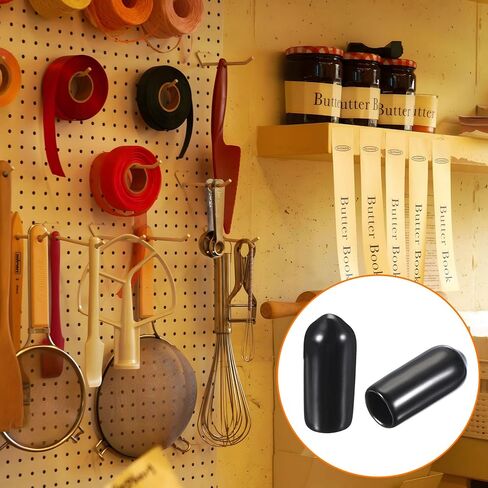 uxcell 100pcs Pegboard Hooks Protector Rubber End Caps, Peg Board Hook Flexible Prongs End Tips Caps Rack Cover for Pegboard Dishwasher Hook, Black(15mm Long 3mm Inner Dia) in Kuwait