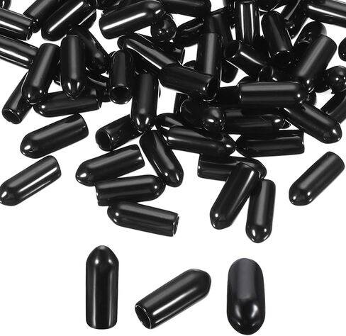 uxcell 100pcs Pegboard Hooks Protector Rubber End Caps, Peg Board Hook Flexible Prongs End Tips Caps Rack Cover for Pegboard Dishwasher Hook, Black(15mm Long 3mm Inner Dia) in Kuwait