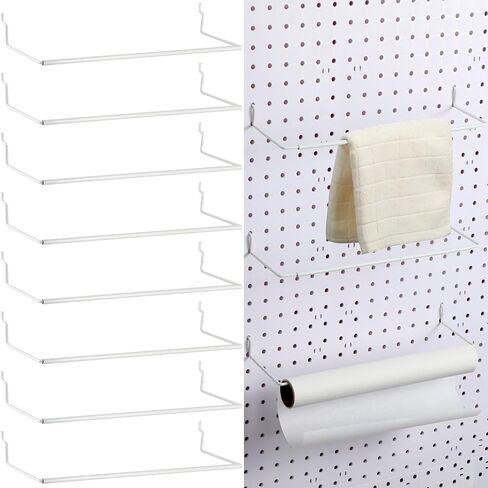 Nuanchu 8 Pcs Paper Towel Holder for Pegboard Extendable Peg Board Organizer Accessories Pegboard Towel Holder Accessories for Craft Room Laundry Room Kitchen Bathroom(White,11x4 Inch) in Saudi Arabia