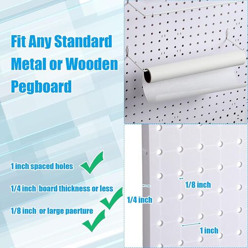 Nuanchu 8 Pcs Paper Towel Holder for Pegboard Extendable Peg Board Organizer Accessories Pegboard Towel Holder Accessories for Craft Room Laundry Room Kitchen Bathroom(White,11x4 Inch) in Saudi Arabia