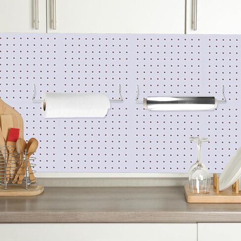 Nuanchu 8 Pcs Paper Towel Holder for Pegboard Extendable Peg Board Organizer Accessories Pegboard Towel Holder Accessories for Craft Room Laundry Room Kitchen Bathroom(White,11x4 Inch) in Saudi Arabia
