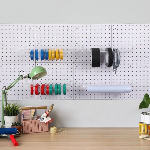 Nuanchu 8 Pcs Paper Towel Holder for Pegboard Extendable Peg Board Organizer Accessories Pegboard Towel Holder Accessories for Craft Room Laundry Room Kitchen Bathroom(White,11x4 Inch) in Saudi Arabia