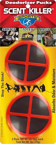 Equipment Deodorizer Pucks - Unscented Sports Equipment Deodorizer Fights Odor and Moisture, Odor Control for Skates, Shoes, Gym Bags, Sports Bags, Totes, Helmets and Gear - 2 Pack in Saudi Arabia