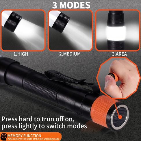 KunHe Probe 4 Pack LED 250 Lumens Pen Flashlight High Lumens with AA*8 Alkaline Batteries(Included) and Magnetic Base for Inspection Repair Engineer Gift for Husband Dad in Saudi Arabia