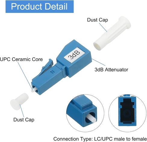 Meccanixity 3db Lc Libiber Entenuator ، LC/UPC SM الوضع المفرد الثابت الألياف البصرية الذكور إلى الإناث لحزمة نقل الألياف البصرية من 10 in Kuwait