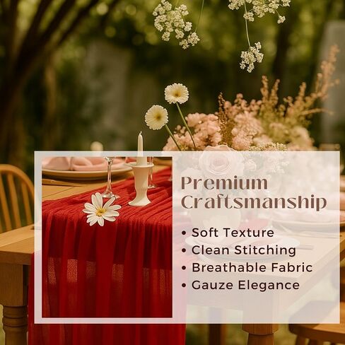 10FT Red Cheesecloth Table Runner 120 Inch Rustic Boho Gauze Cheese Cloth Table Runner for Wedding Baby Shower Bridal Shower Birthday Party Home Decorations in Saudi Arabia