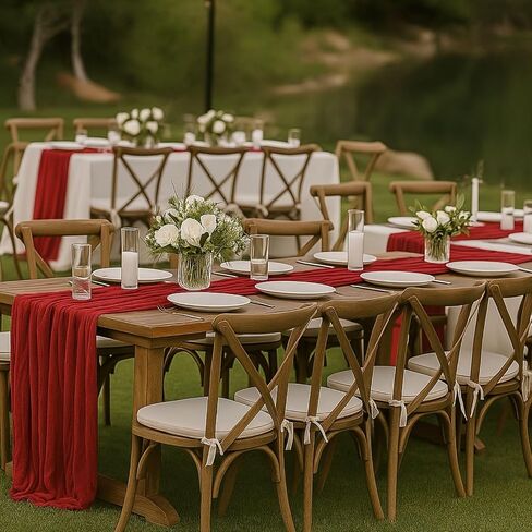 10FT Red Cheesecloth Table Runner 120 Inch Rustic Boho Gauze Cheese Cloth Table Runner for Wedding Baby Shower Bridal Shower Birthday Party Home Decorations in Saudi Arabia