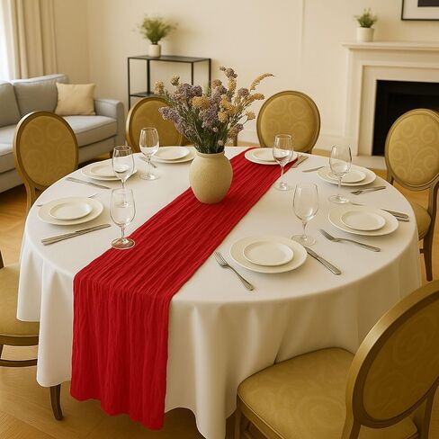 10FT Red Cheesecloth Table Runner 120 Inch Rustic Boho Gauze Cheese Cloth Table Runner for Wedding Baby Shower Bridal Shower Birthday Party Home Decorations in Saudi Arabia