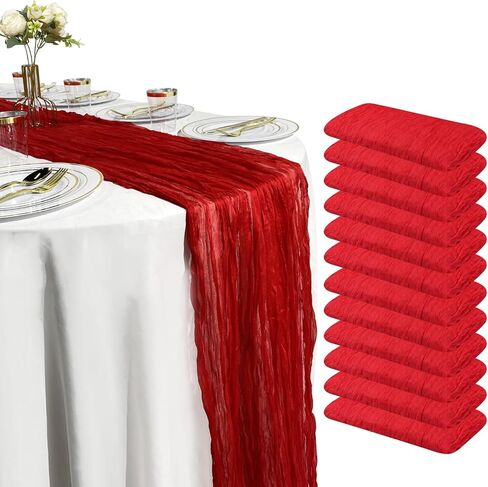 10FT Red Cheesecloth Table Runner 120 Inch Rustic Boho Gauze Cheese Cloth Table Runner for Wedding Baby Shower Bridal Shower Birthday Party Home Decorations in Saudi Arabia