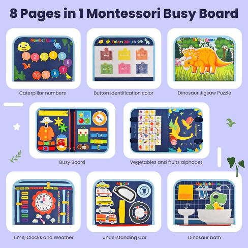 كتاب مزدحم للأطفال الصغار 1-3 ، ألعاب Montessori Toys مشغول لـ 1 2 3 3 4 سنوات هدية عيد ميلاد التعلم التعليمي التعلم الهادئ كتاب طائرة سيارات السفر لأطفال Tollders 1- 3 in Kuwait