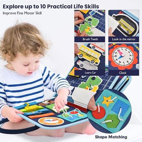 كتاب مزدحم للأطفال الصغار 1-3 ، ألعاب Montessori Toys مشغول لـ 1 2 3 3 4 سنوات هدية عيد ميلاد التعلم التعليمي التعلم الهادئ كتاب طائرة سيارات السفر لأطفال Tollders 1- 3 in Kuwait
