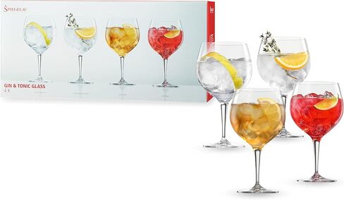 Spiegelau Special Gin and Tonic Glasses Set of 4 - European-Made Crystal, Modern Cocktail Glassware, Dishwasher Safe, Professional Quality Cocktail Glass Gift Set - 21 oz in Saudi Arabia