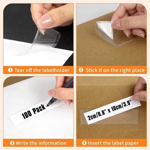 تلبية 100 PCS 4.3 "X 1.2" Clear Label حامل الجيوب اللاصقة الجرف بطاقة الجرف in Kuwait