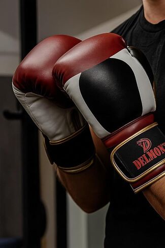 Delmont Boxing Gloves for Men and Women - Heavy Bag, Kickboxing, Sparring & Training Gloves with Multi-Layer Padding, Wrist Support & Breathable Lining - Pro Gloves for Adult Fighters & Beginners in Kuwait