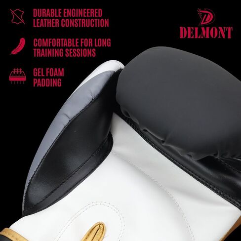 Delmont Boxing Gloves for Men and Women - Heavy Bag, Kickboxing, Sparring & Training Gloves with Multi-Layer Padding, Wrist Support & Breathable Lining - Pro Gloves for Adult Fighters & Beginners in Kuwait