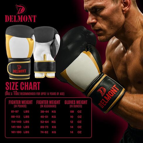 Delmont Boxing Gloves for Men and Women - Heavy Bag, Kickboxing, Sparring & Training Gloves with Multi-Layer Padding, Wrist Support & Breathable Lining - Pro Gloves for Adult Fighters & Beginners in Kuwait
