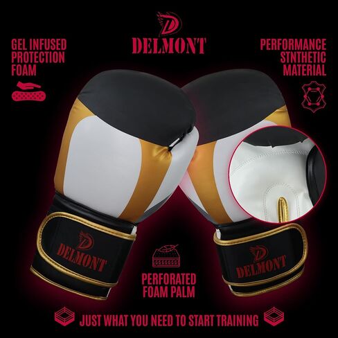 Delmont Boxing Gloves for Men and Women - Heavy Bag, Kickboxing, Sparring & Training Gloves with Multi-Layer Padding, Wrist Support & Breathable Lining - Pro Gloves for Adult Fighters & Beginners in Kuwait