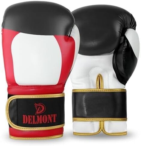 Delmont Boxing Gloves for Men and Women - Heavy Bag, Kickboxing, Sparring & Training Gloves with Multi-Layer Padding, Wrist Support & Breathable Lining - Pro Gloves for Adult Fighters & Beginners in Kuwait